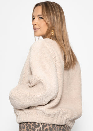 Bomberjacke aus Teddyfell - beige