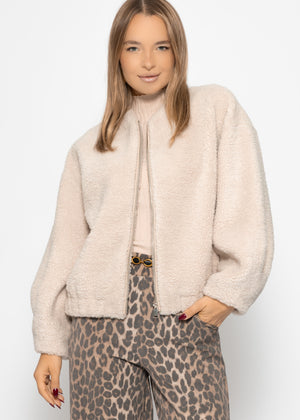 Bomberjacke aus Teddyfell - beige