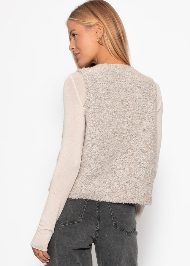Bouclé waistcoat with pockets - greige