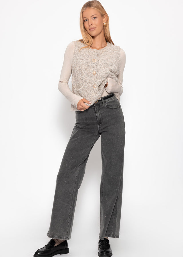 Bouclé waistcoat with pockets - greige