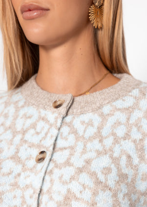 Cardigan mit Leo-Muster - hellblau