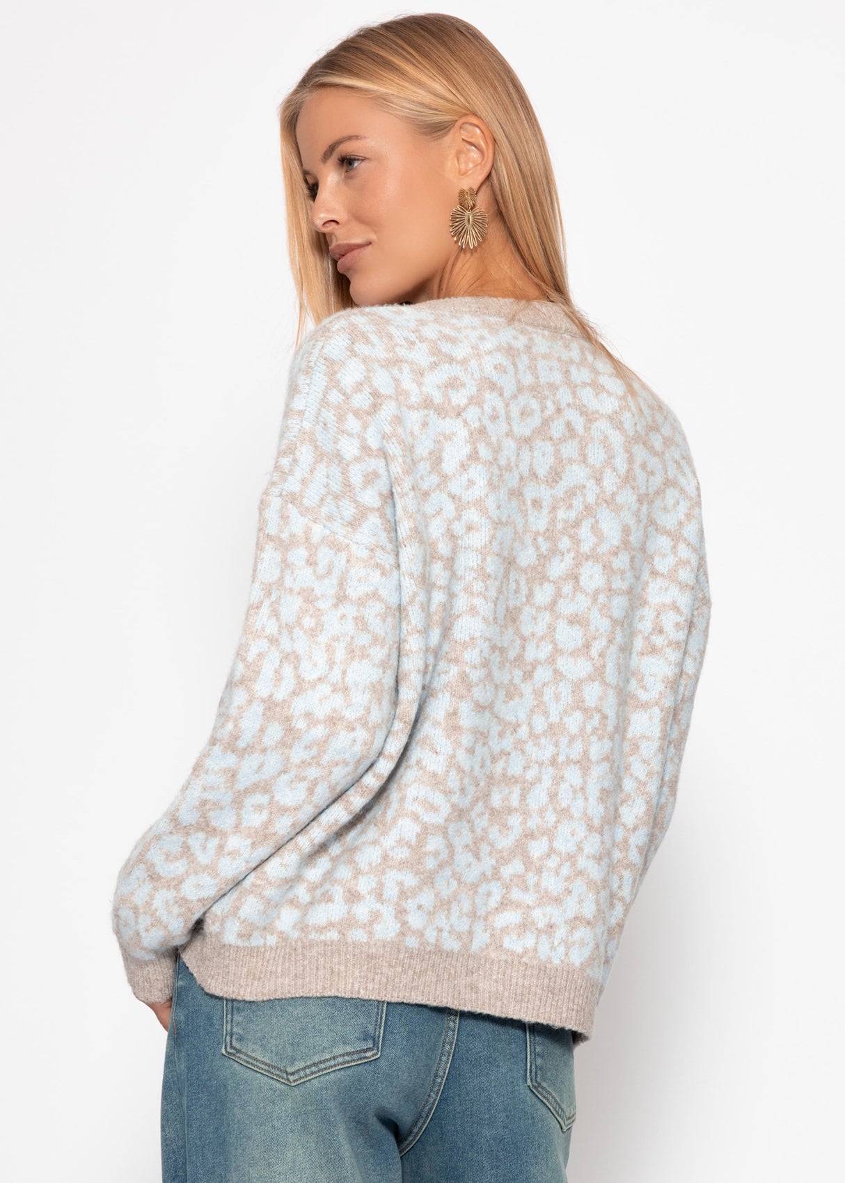 Cardigan mit Leo-Muster - hellblau