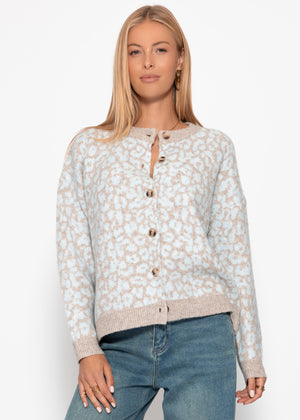 Cardigan mit Leo-Muster - hellblau