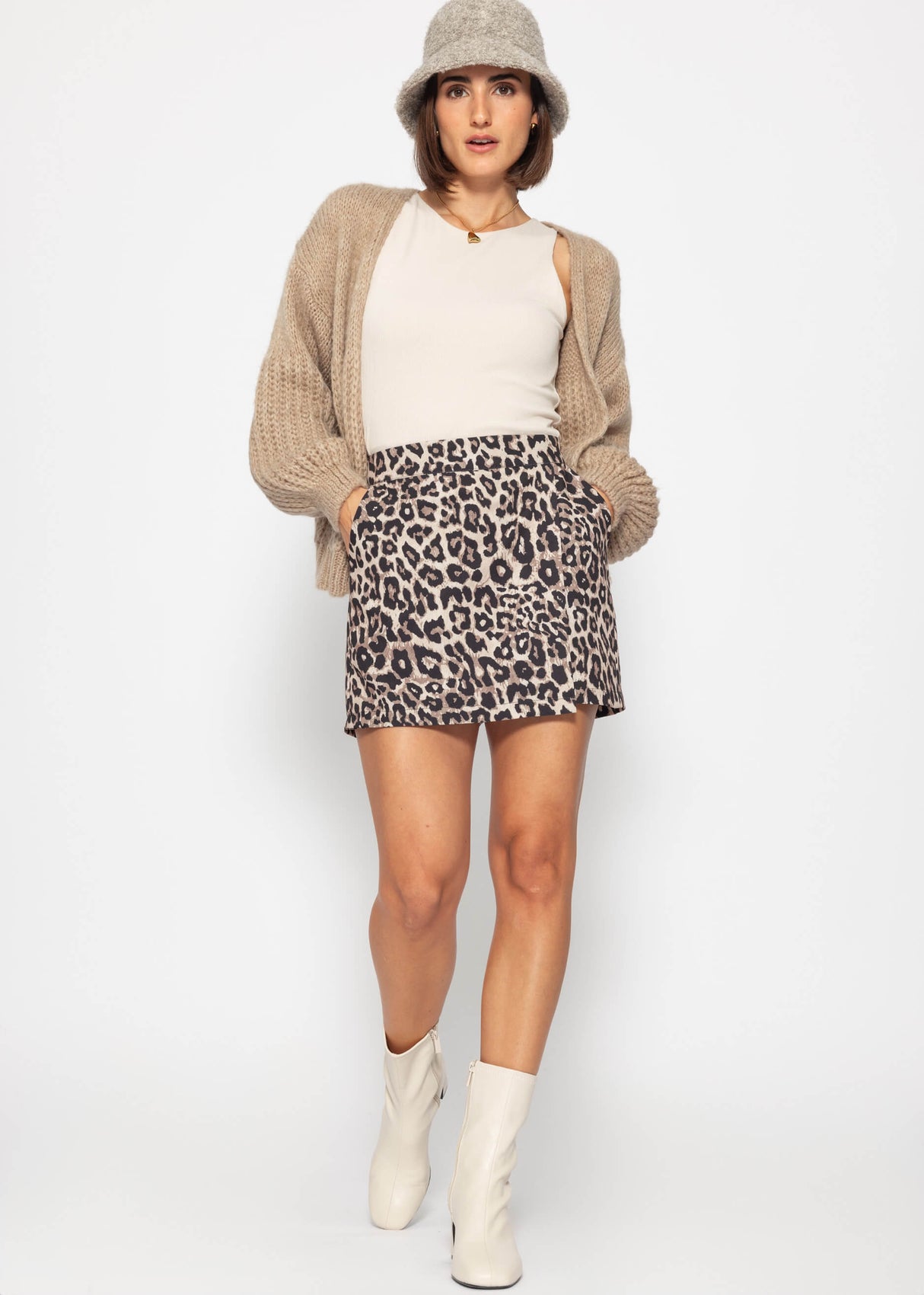 Doppellagiges, geripptes Tank Top - hellbeige