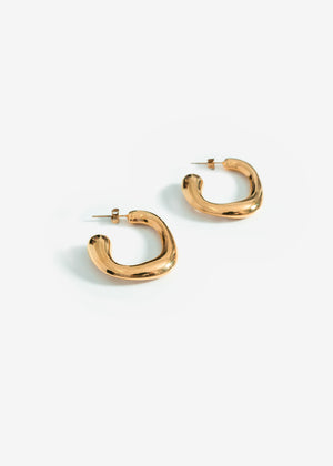 Curved organic hoop earrings - gold