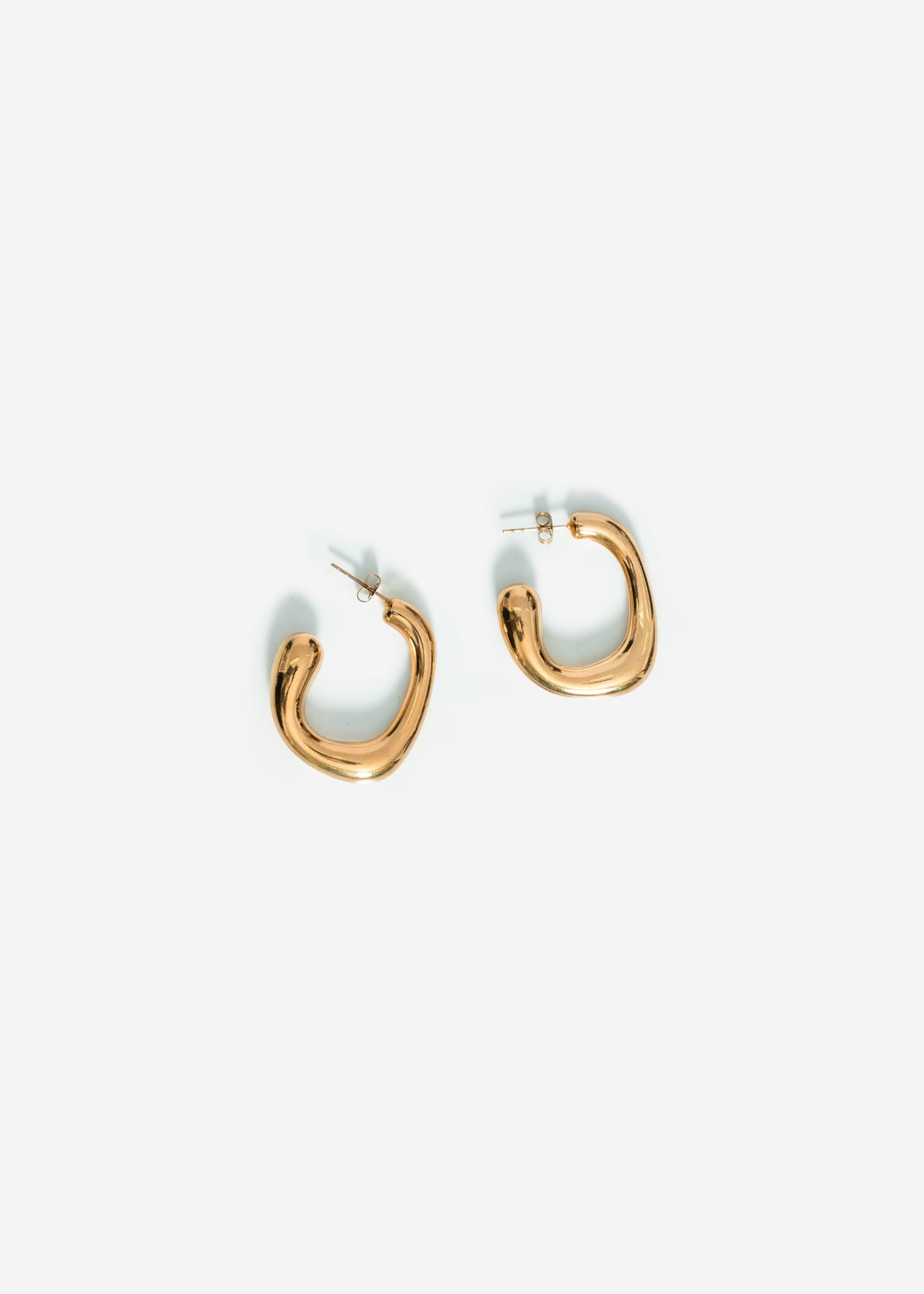 Curved organic hoop earrings - gold