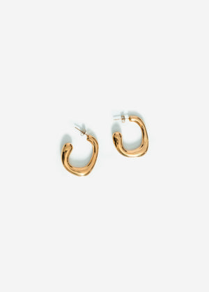 Curved organic hoop earrings - gold