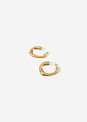 Curved organic hoop earrings - gold