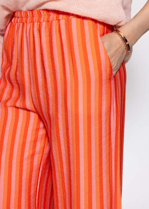 Gestreifte Hose aus Viskose - orange