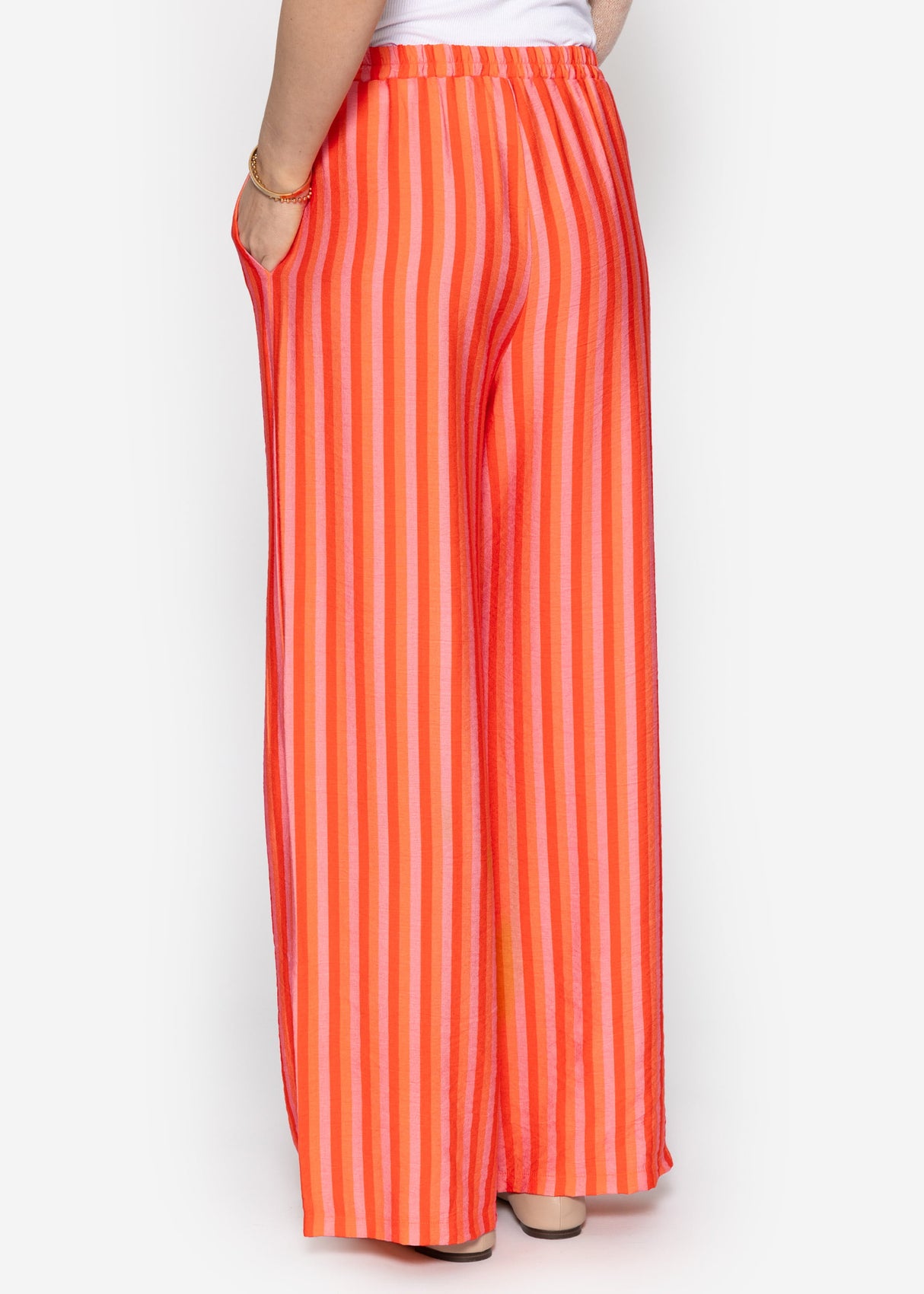 Striped trousers in viscose - orange