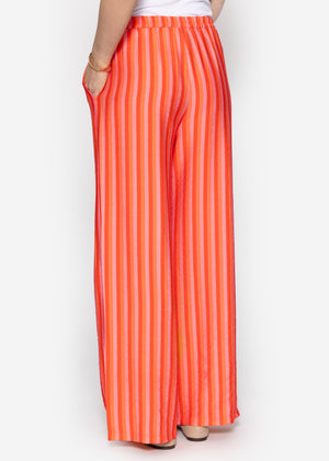 Striped trousers in viscose - orange