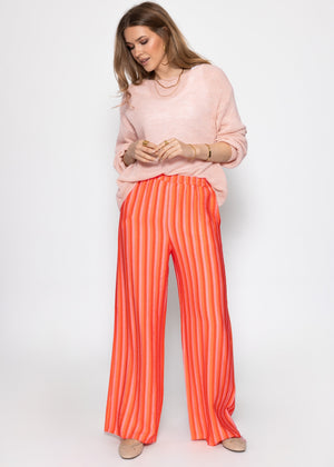 Striped trousers in viscose - orange