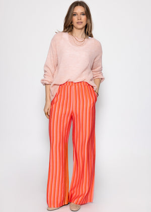 Striped trousers in viscose - orange