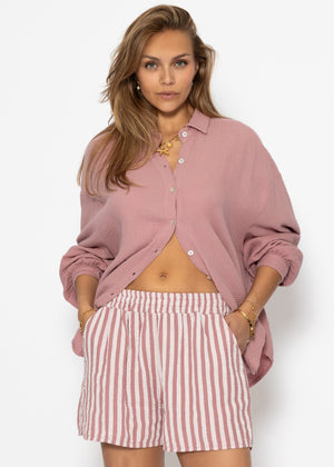 Striped Musselin Shorts - Altrosa