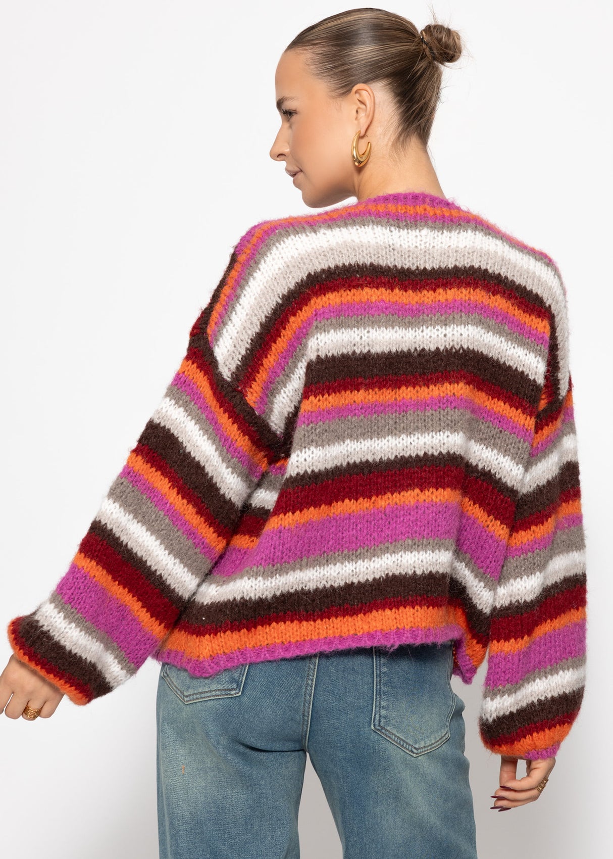 Striped cardigan - pink orange