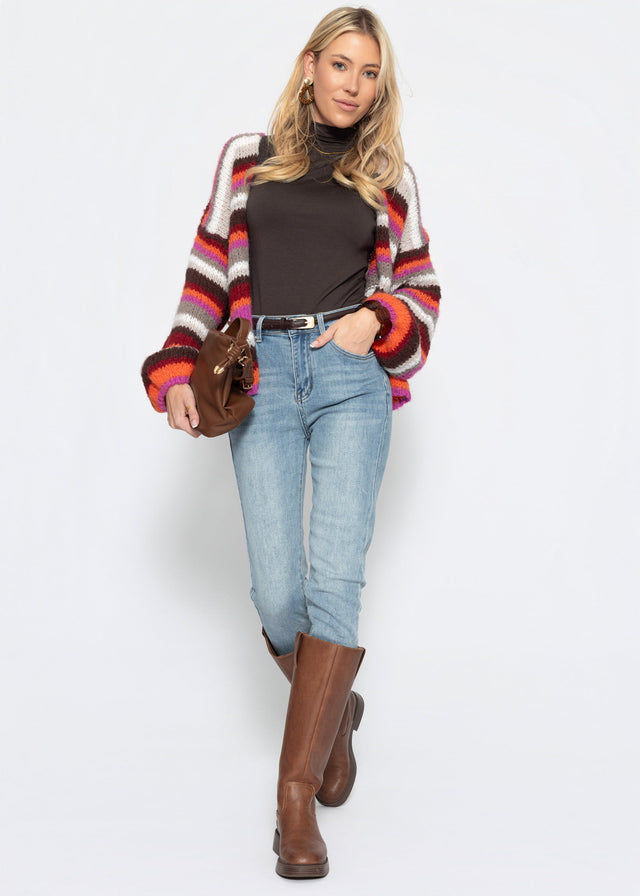 Striped multicoloured cardigan - orange