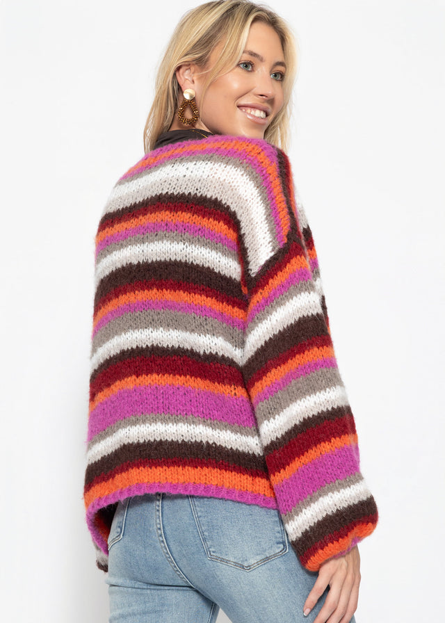 Striped multicoloured cardigan - orange