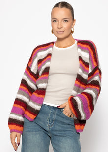 Striped cardigan - pink orange