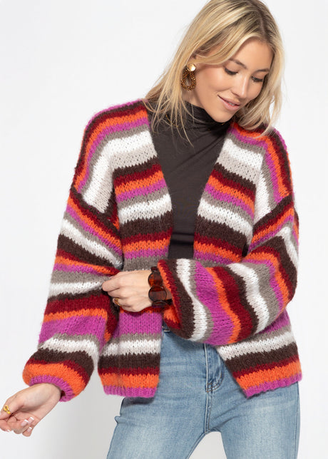 Gestreifter, mehrfarbiger Cardigan - orange von SASSYCLASSY