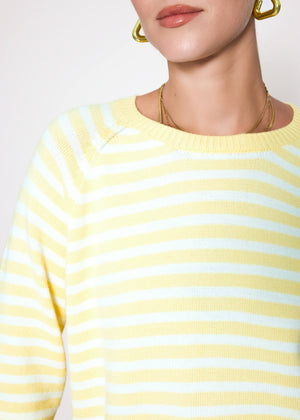 Gestreiftes Viskose-Strickoberteil - gelb-offwhite