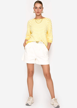 Gestreiftes Viskose-Strickoberteil - gelb-offwhite