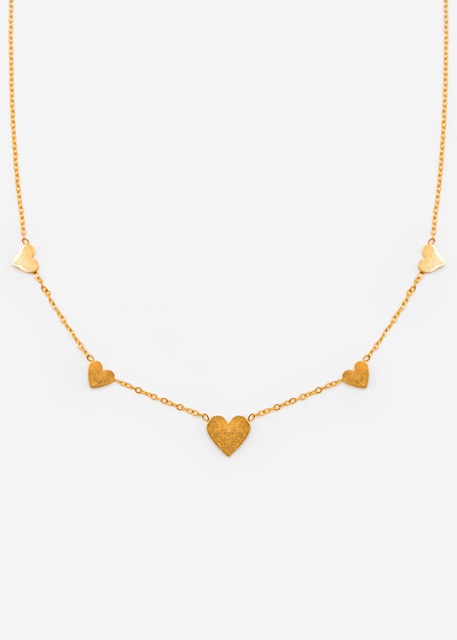 Necklace with hearts - gold