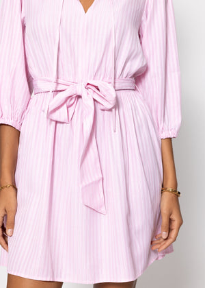 Shirt dress with belt - pink