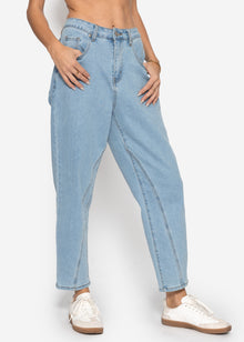 Highwaist jeans with decorative seam - light blue