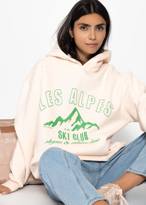 Hoodie mit Ski-Print - offwhite