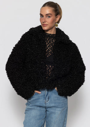 Jacke aus Teddyfell - schwarz