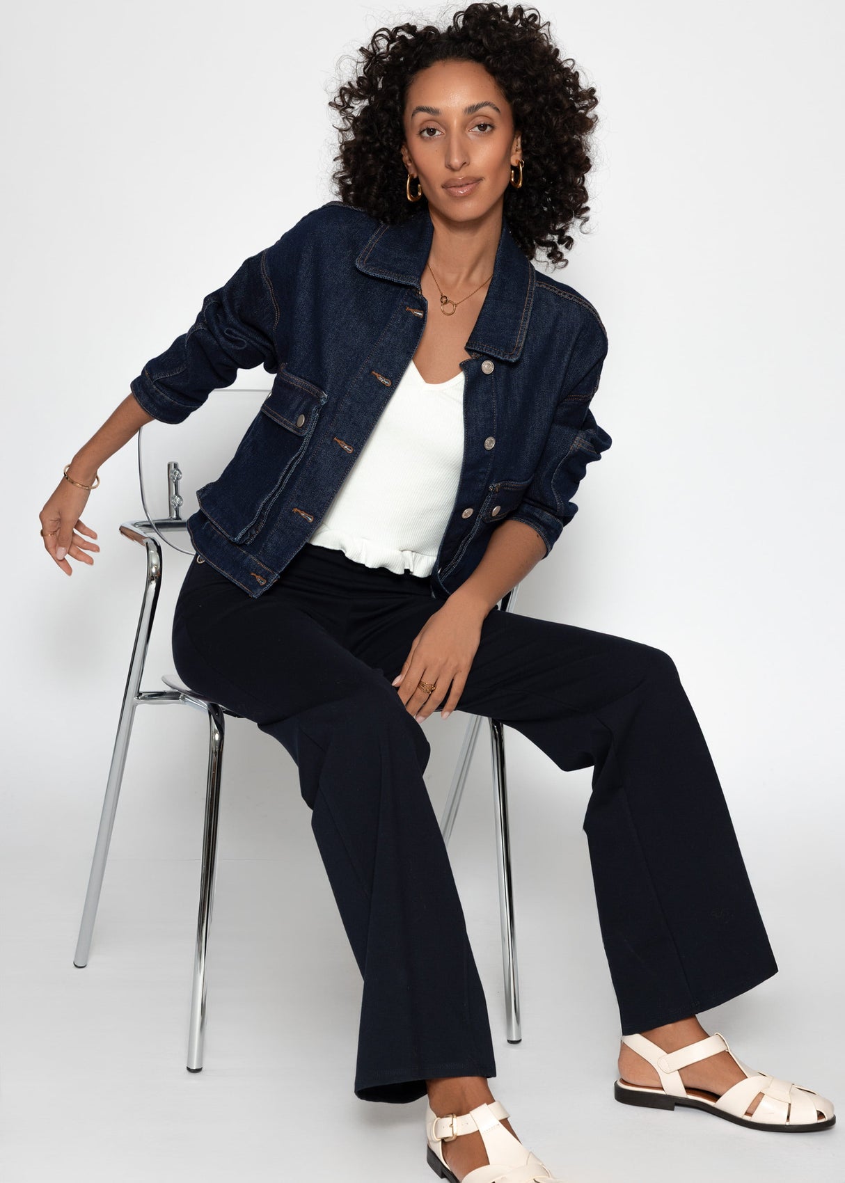 Denim jacket with patch pockets - dark blue