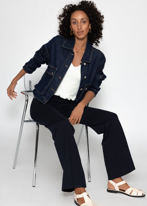 Denim jacket with patch pockets - dark blue