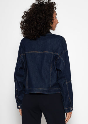 Denim jacket with patch pockets - dark blue