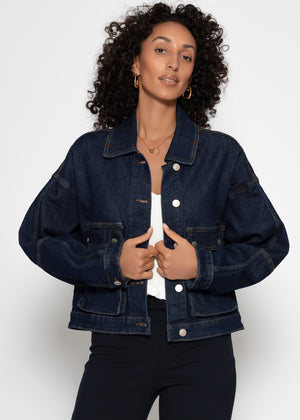Denim jacket with patch pockets - dark blue