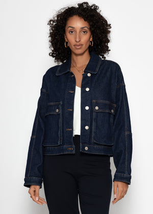 Denim jacket with patch pockets - dark blue