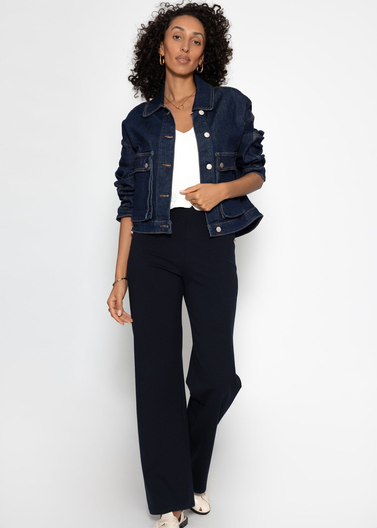 Denim jacket with patch pockets - dark blue