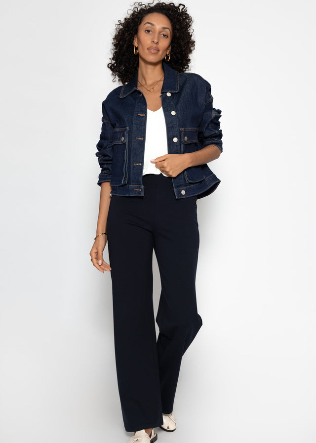 Jeans Jacke mit aufgesetzten Taschen - dunkelblau