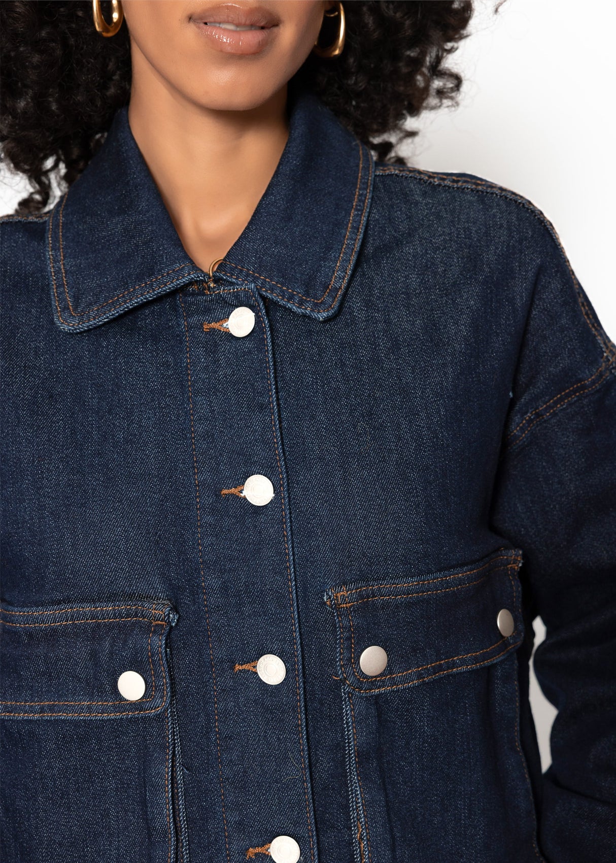 Denim jacket with patch pockets - dark blue