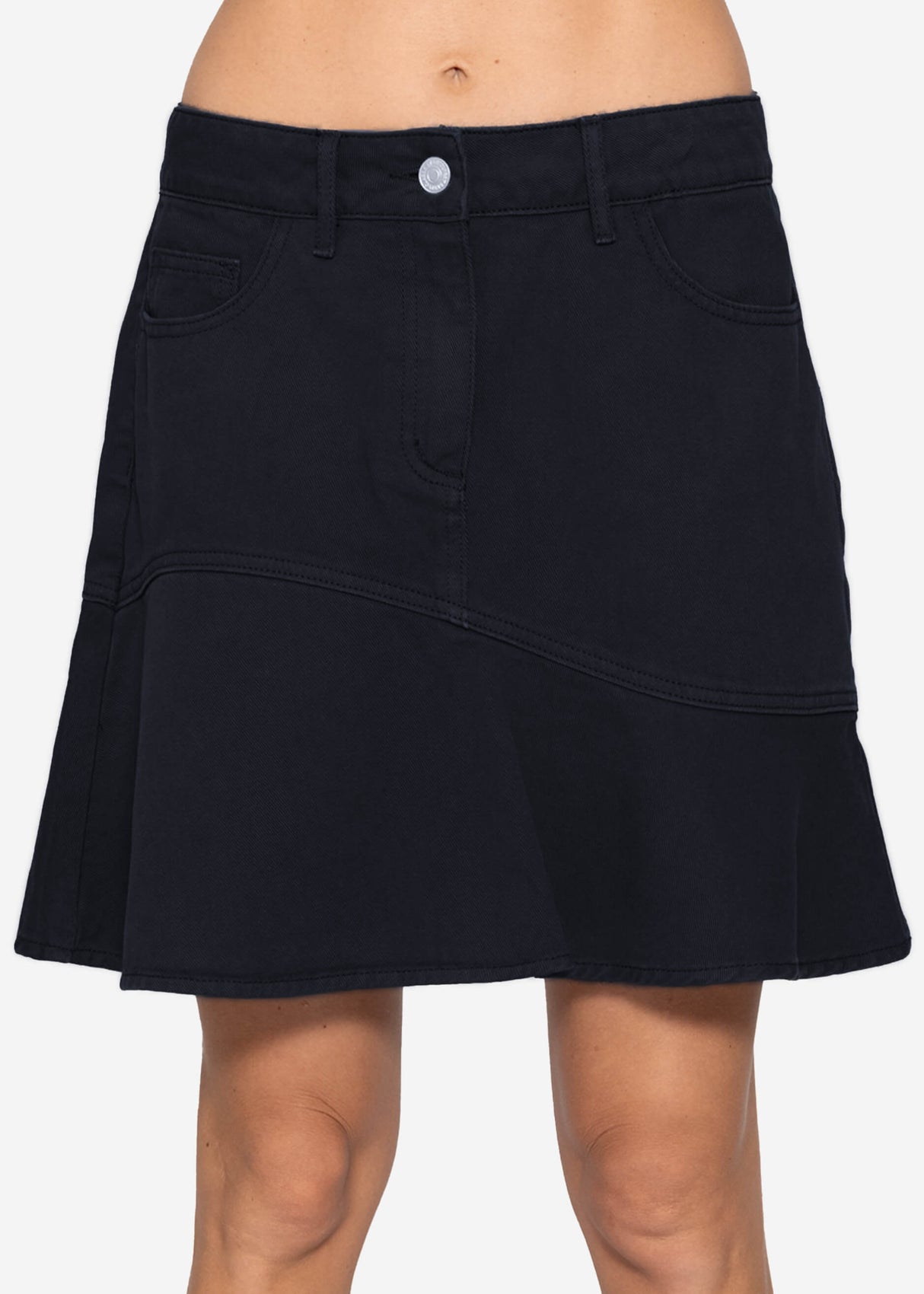 Jeans rock with volant - black