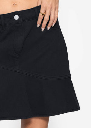 Jeans rock with volant - black