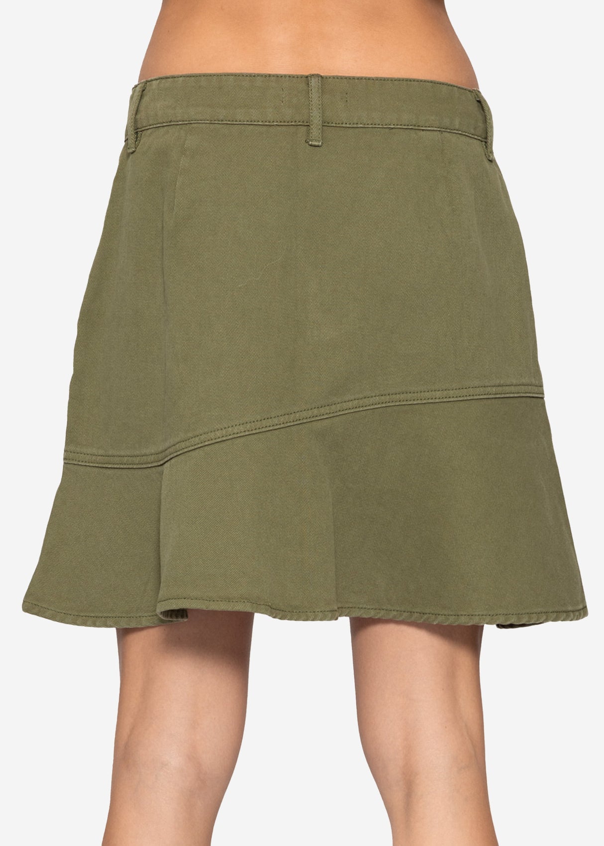 Jeans Rock mit Volant - khaki