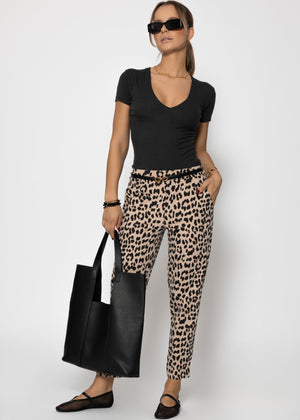 Jersey Chinos in Leo-Print - beige