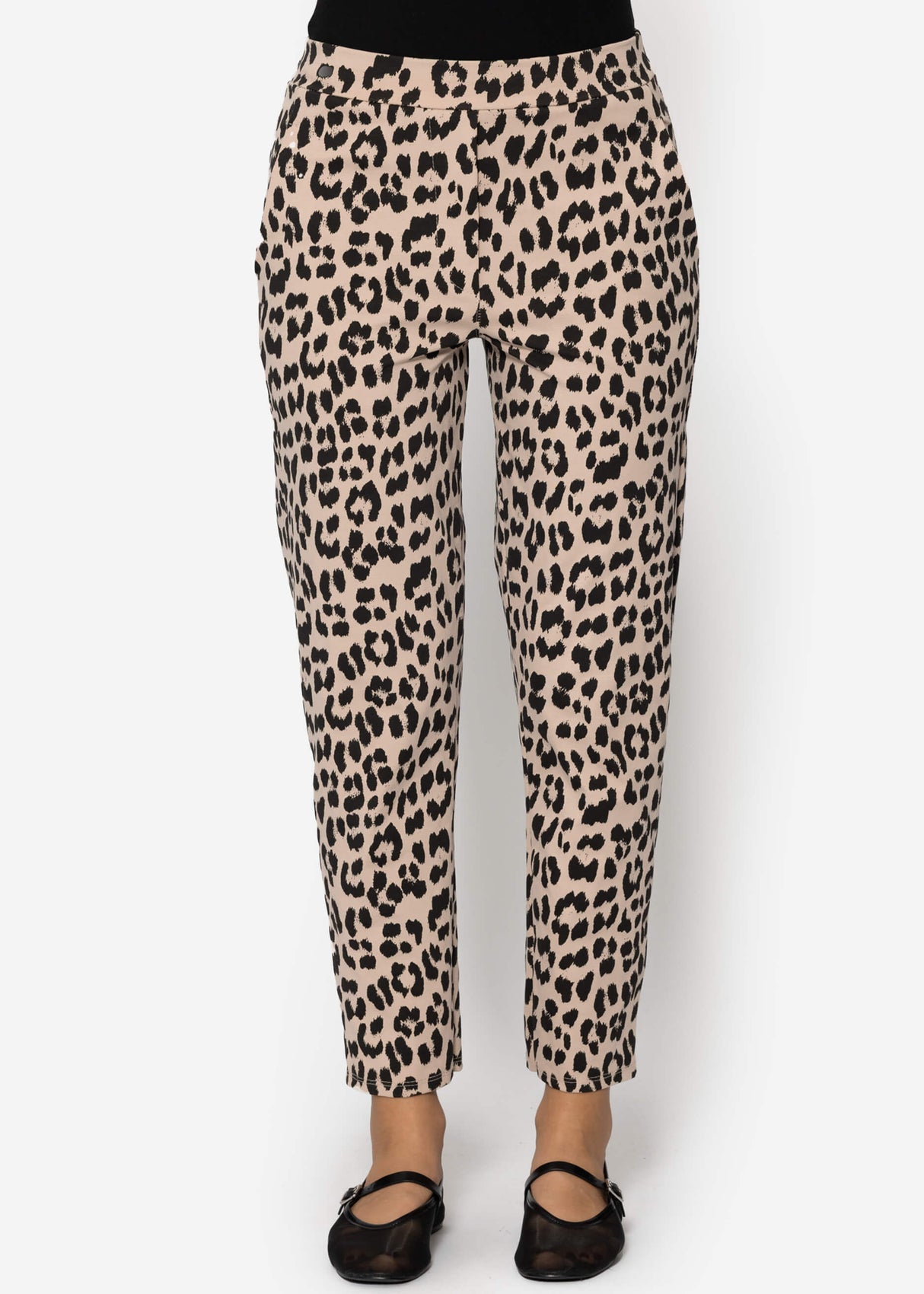 Jersey Chinos in Leo-Print - beige