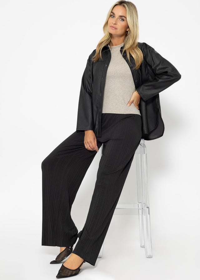 Jersey top with funnel neck - taupe marl
