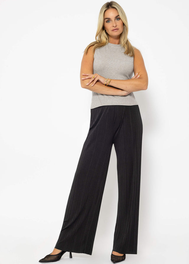 Jersey top with funnel neck - taupe marl