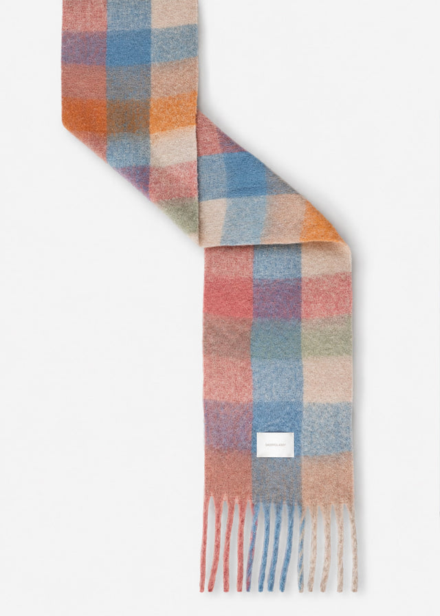 Karierter flauschiger Schal - rosa-blau-grün