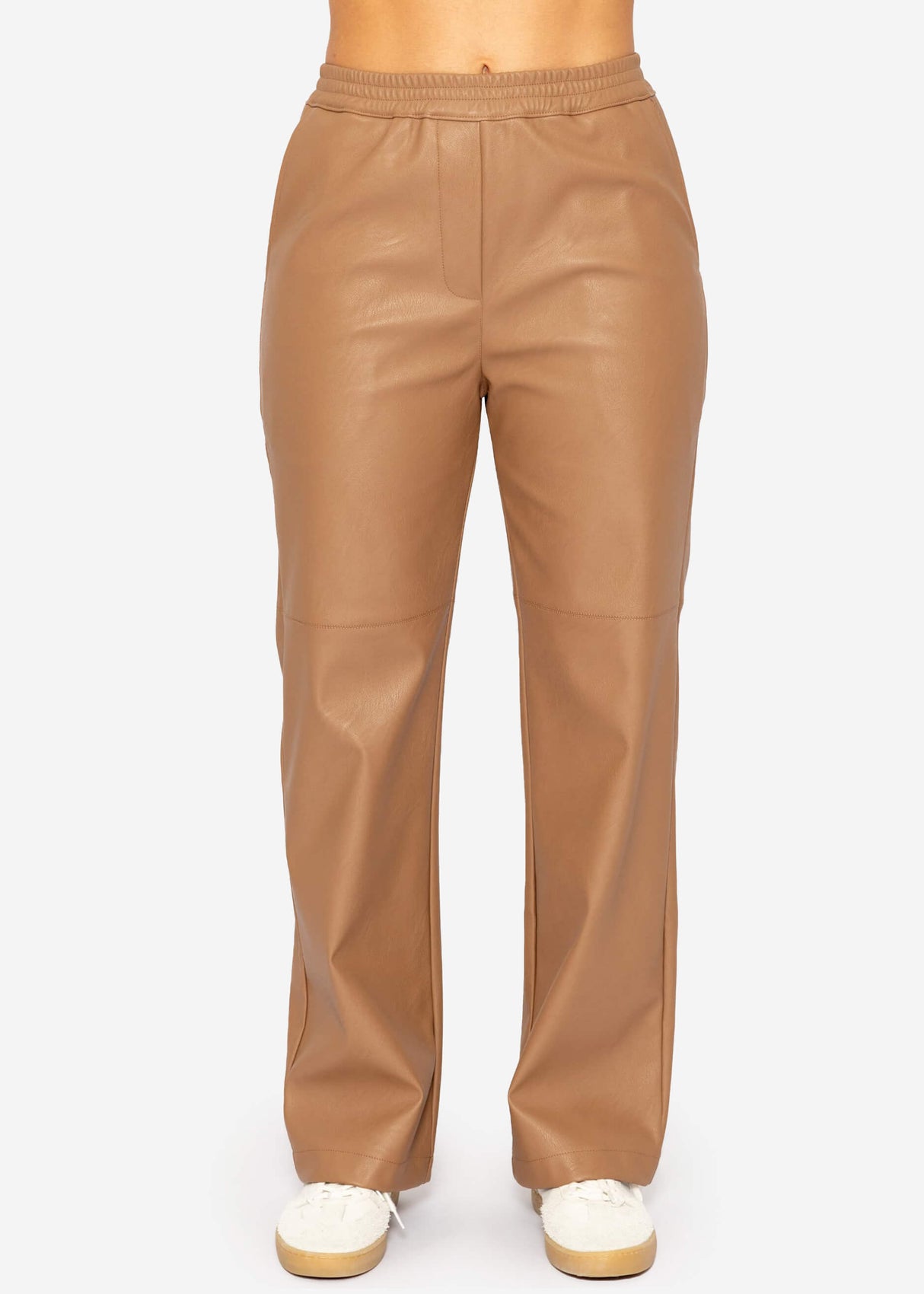 Faux leather pants - camel