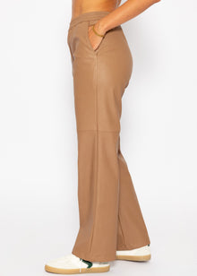 Faux leather pants - camel