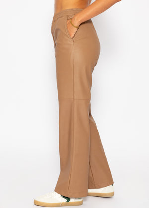 Faux leather pants - camel