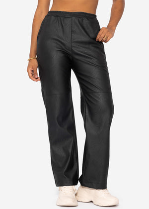 Faux leather pants - black
